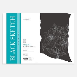 [MAYART MA00361] MAYART Black Sketch Paper Pad 140gsm A3 x 20