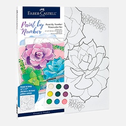 [FABER-CASTELL 770633] FABER-CASTELL Watercolor Paint By Number 12” x 12” Gallery Canvas Succulents