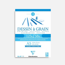 [CLAIREFONTAINE 96686] CLAIREFONTAINE Grain Drawing Paper Pad 125gsm A5 x 40