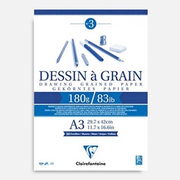 [CLAIREFONTAINE 96622] CLAIREFONTAINE Grain Drawing Paper Pad 180gsm A3 x 30