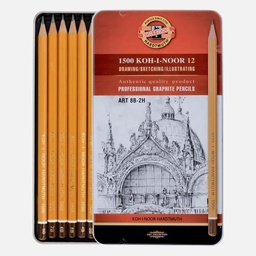 [KOH-I-NOOR 1502012008PL] KOH-I-NOOR 1500 Professional Graphite Pencil Art Set x 12