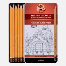 [KOH-I-NOOR 1502012009PL] KOH-I-NOOR 1500 Professional Graphite Pencil Graphic Set x 12